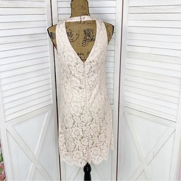 Vince Camuto Floral Lace Open Back Halter Shift Party Dress Blush Pink 4 - Picture 4 of 14
